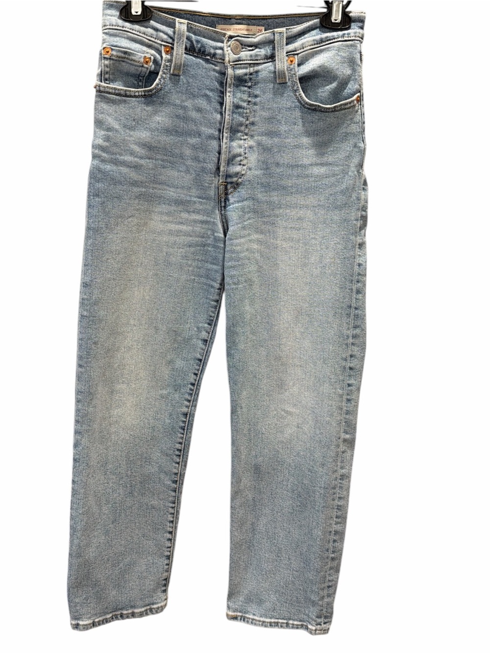 Levi’s Ribcage Straight Ankle Jeans 26 High Rise Light Wash Cropped Denim - Picture 2 of 9